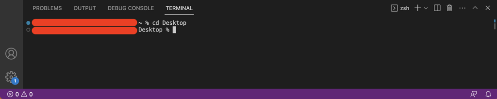 VS Code Terminal cd Desktop